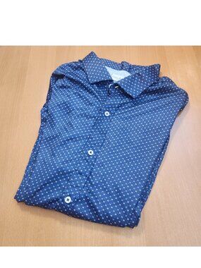 Collars & Co Dress Collar Polo Blue Micro Print 2XL